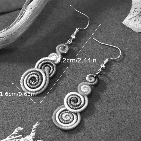 Earrings Swirls Bright Colorful Spiral Dangle Hippie Neon Rainbow Boho Summer - Picture 2 of 2